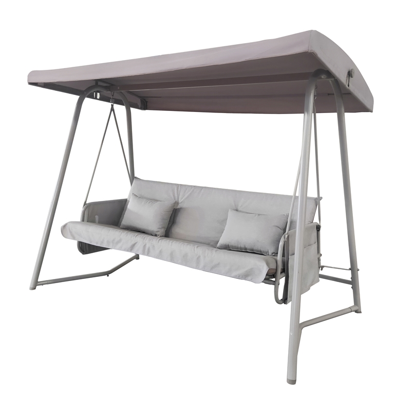 Afuera Living Champagne Outdoor Swing Bed with Adjustable Canopy