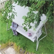Afuera Living Champagne Outdoor Swing Bed with Adjustable Canopy