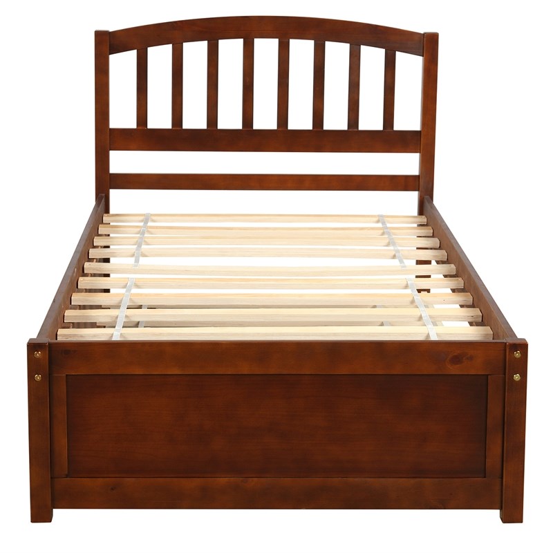 Afuera Living Contemporary Walnut Twin Platform Bed with Trundle