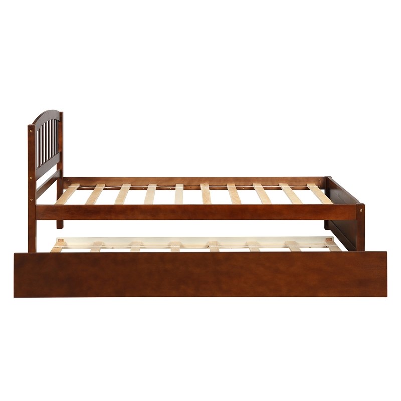 Afuera Living Contemporary Walnut Twin Platform Bed with Trundle