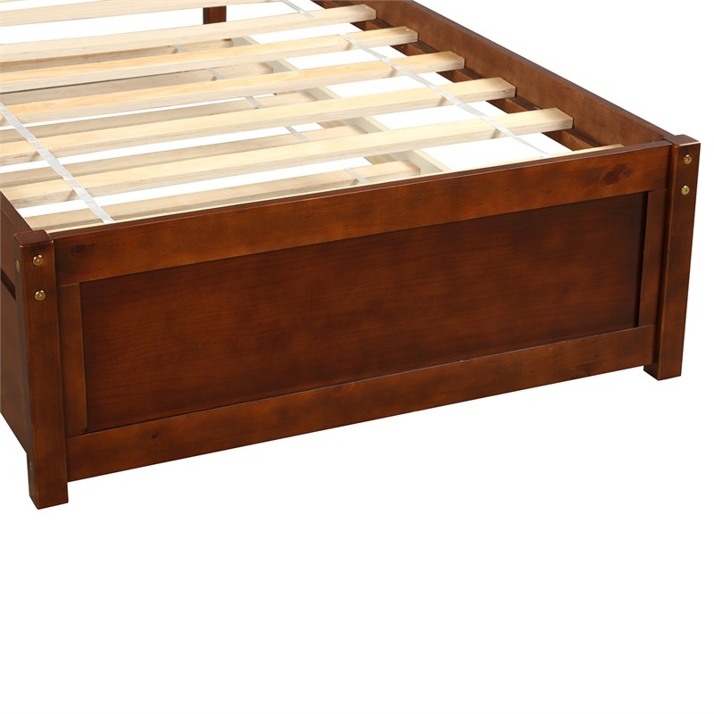 Afuera Living Contemporary Walnut Twin Platform Bed with Trundle