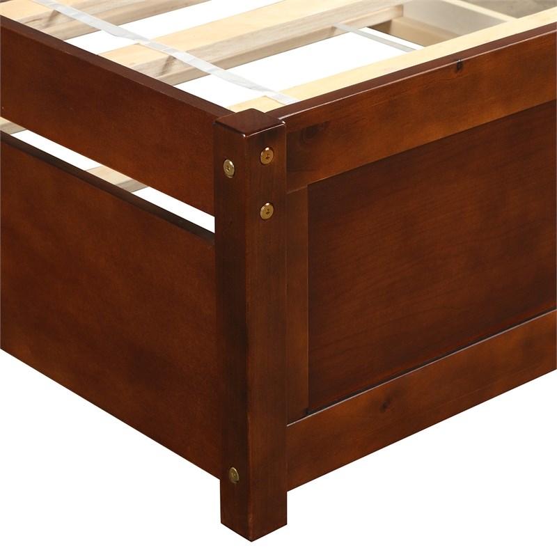 Afuera Living Contemporary Walnut Twin Platform Bed with Trundle