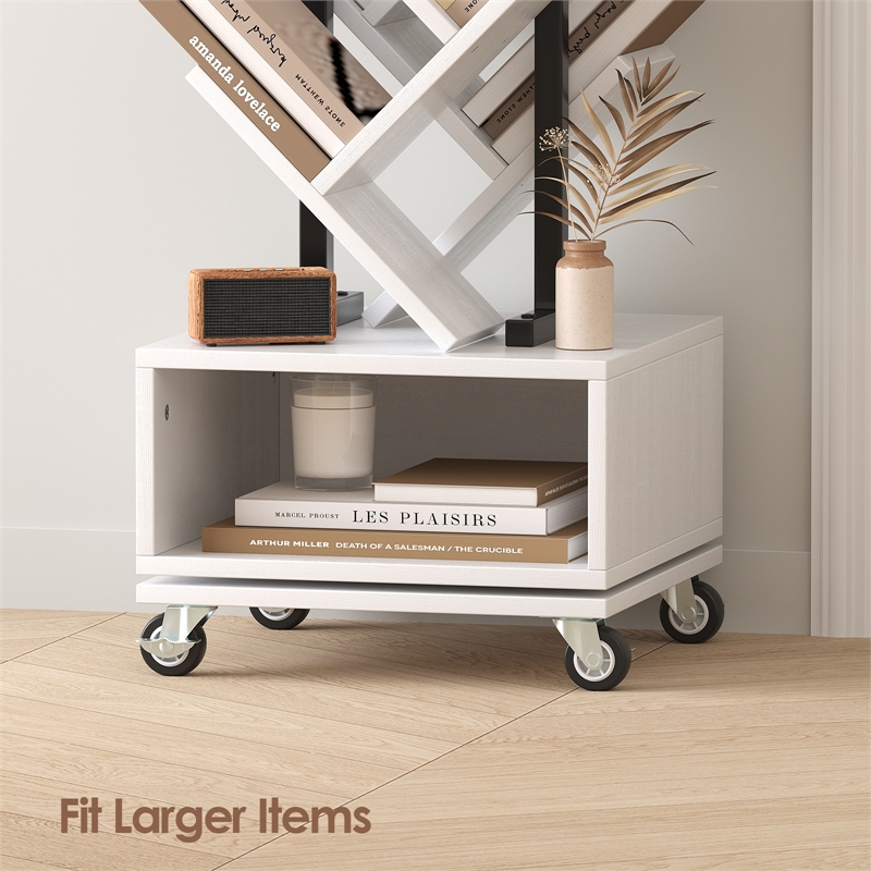 Afuera Living White 360-Degree Rotating Double-V Bookcase with Storage