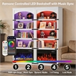 Afuera Living 70-Inch White Arched Bookcase with LED Lights and 5 Shelves