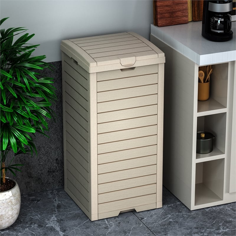 Afuera Living 31-Gallon Light Coffee Concealed Outdoor Trash Can