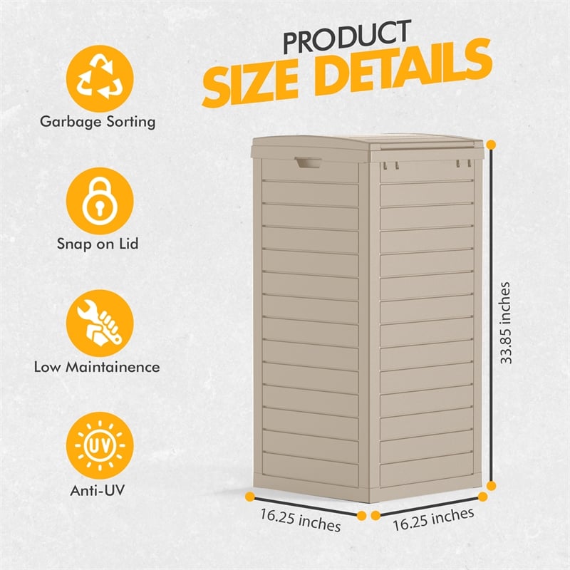 Afuera Living 31-Gallon Light Coffee Concealed Outdoor Trash Can