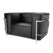 Afuera Living Black Leather Accent Chair with Stainless Steel Frame