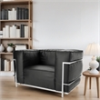 Afuera Living Black Leather Accent Chair with Stainless Steel Frame
