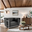Afuera Living Black Leather Accent Chair with Stainless Steel Frame