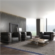 Afuera Living Black Leather Accent Chair with Stainless Steel Frame