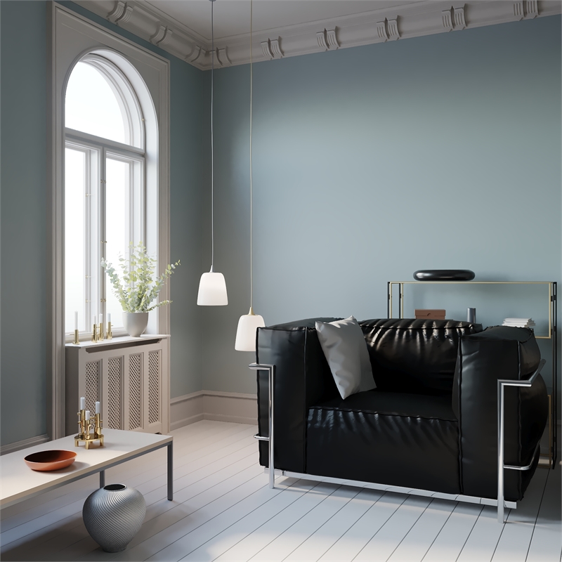 Afuera Living Black Leather Accent Chair with Stainless Steel Frame