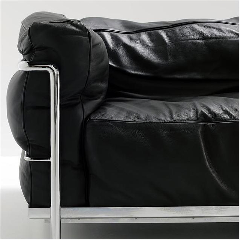 Afuera Living Black Leather Accent Chair with Stainless Steel Frame