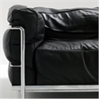 Afuera Living Black Leather Accent Chair with Stainless Steel Frame