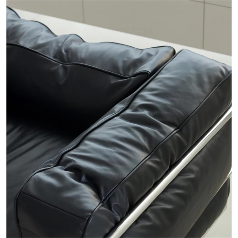 Afuera Living Black Leather Accent Chair with Stainless Steel Frame