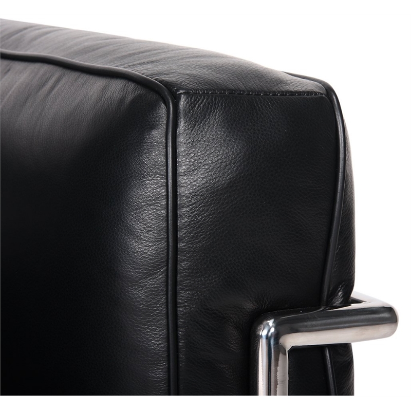 Afuera Living Black Leather Accent Chair with Stainless Steel Frame