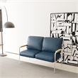Afuera Living Blue PU Leather 2-Piece Stainless Steel Sofa Set