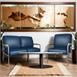 Afuera Living Blue PU Leather 2-Piece Stainless Steel Sofa Set