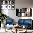 Afuera Living Blue PU Leather 2-Piece Stainless Steel Sofa Set