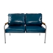 Afuera Living Blue PU Leather 2-Piece Stainless Steel Sofa Set