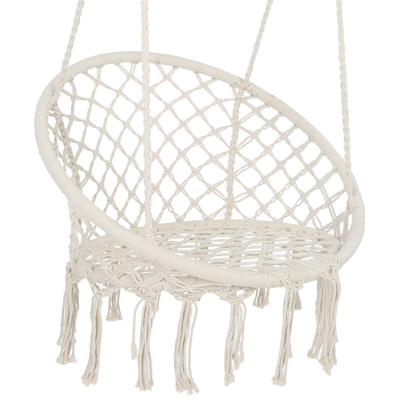 Afuera Living Contemporary 330-Lb Cotton Rope Hanging Hammock Chair