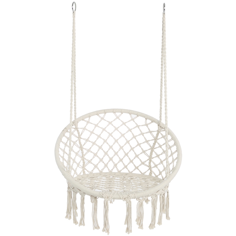 Afuera Living Contemporary 330-Lb Cotton Rope Hanging Hammock Chair