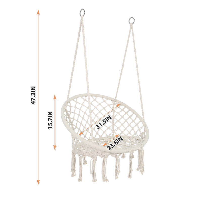 Afuera Living Contemporary 330-Lb Cotton Rope Hanging Hammock Chair