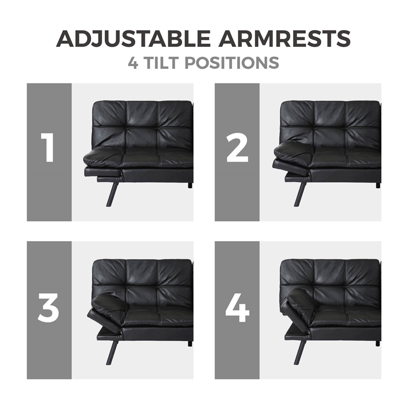 Afuera Living Contemporary Black Convertible Folding Sofa Bed