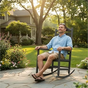 Afuera Living Contemporary Black Resin Ergonomic Rocking Chair