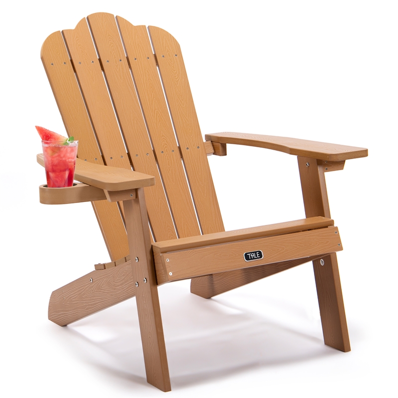 Afuera Living Brown Fade-Resistant Adirondack Chair with Cup Holder
