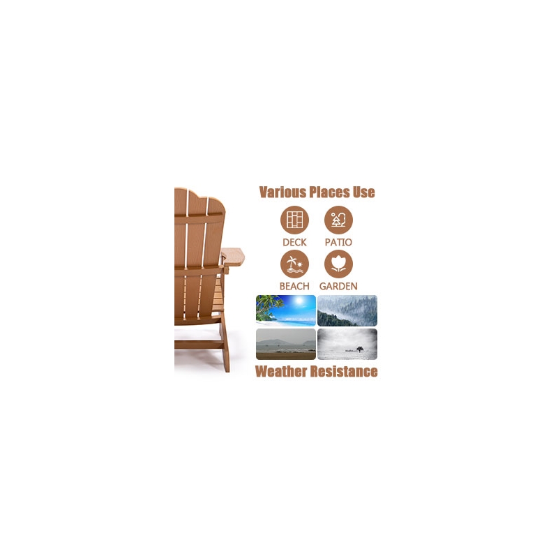 Afuera Living Brown Fade-Resistant Adirondack Chair with Cup Holder