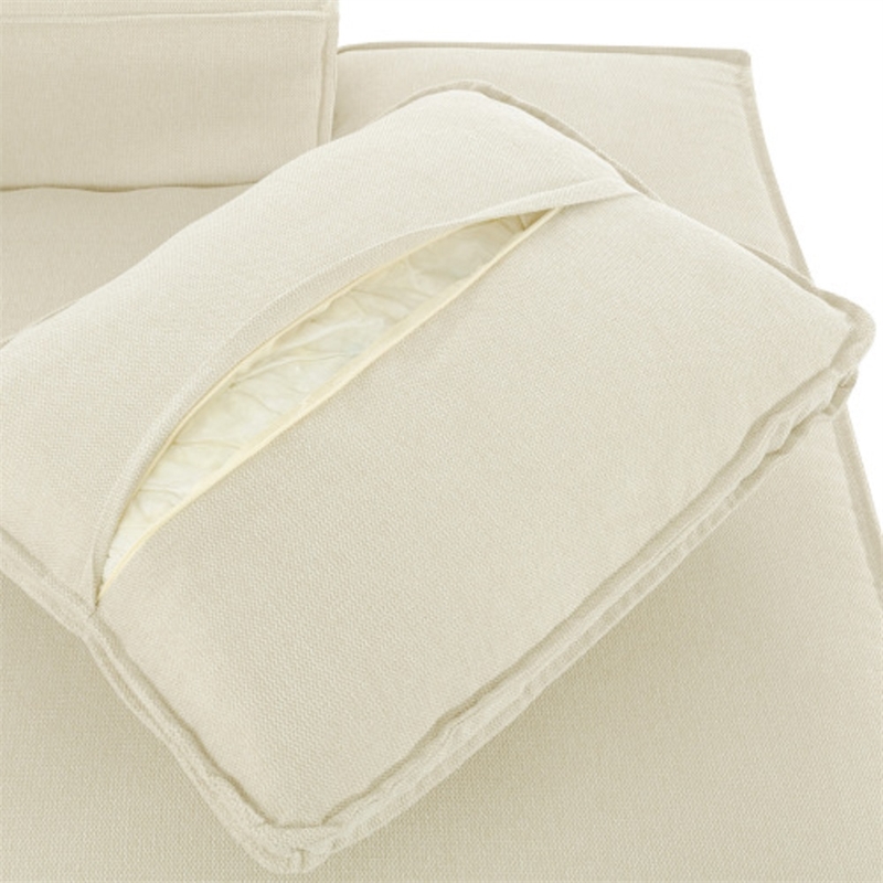 Afuera Living Contemporary 125-Inch Beige Chenille Chaise Lounge Sofa
