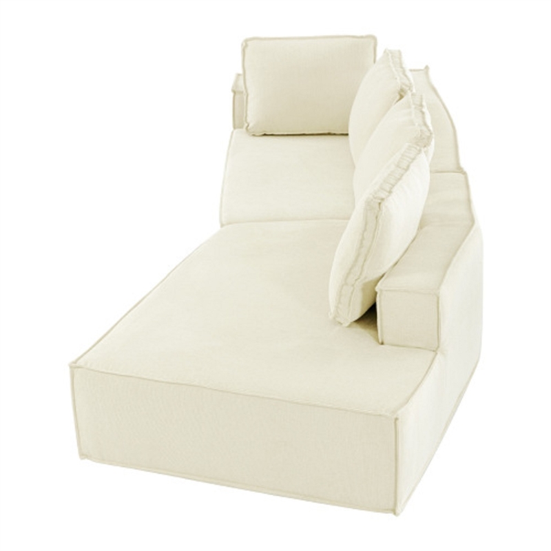 Afuera Living Contemporary 125-Inch Beige Chenille Chaise Lounge Sofa