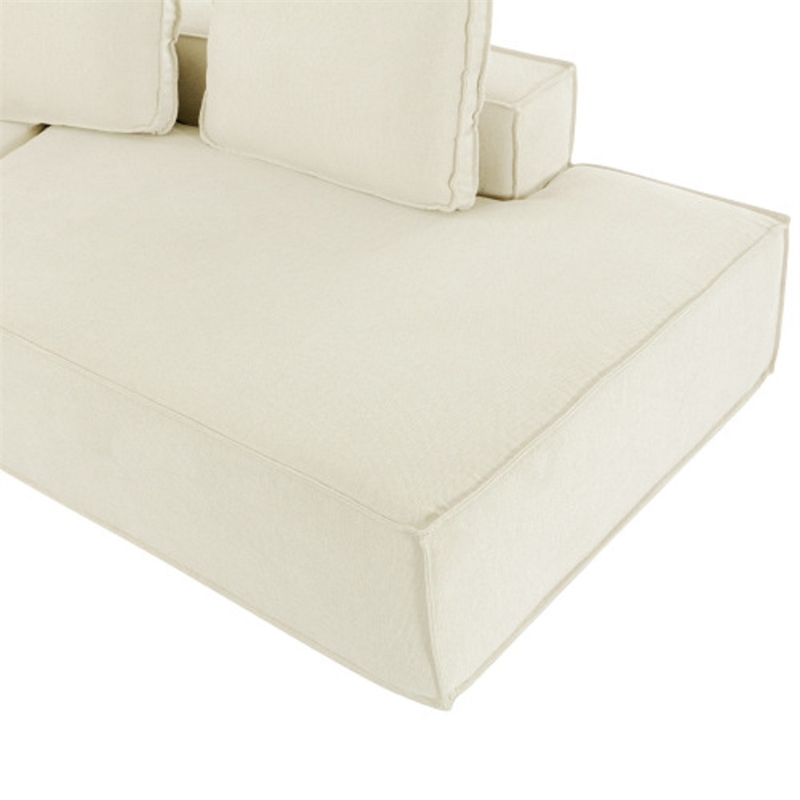 Afuera Living Contemporary 125-Inch Beige Chenille Chaise Lounge Sofa