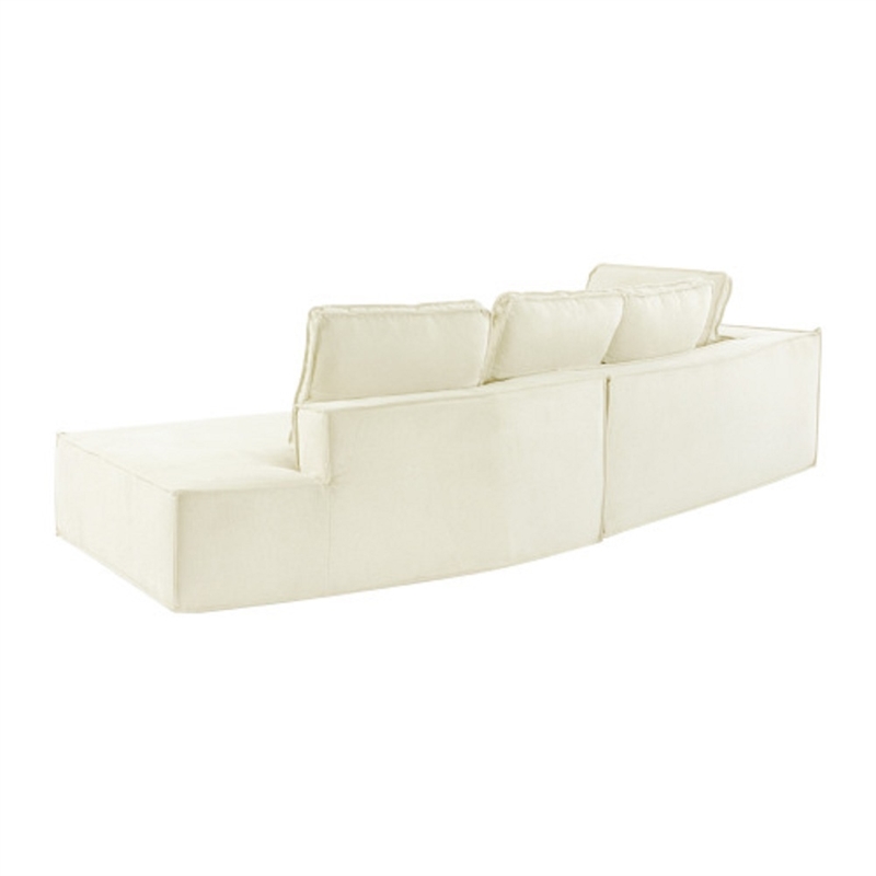 Afuera Living Contemporary 125-Inch Beige Chenille Chaise Lounge Sofa