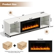 Afuera Living White TV Stand with 36-Inch Electric Fireplace and LED Lights