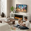 Afuera Living White TV Stand with 36-Inch Electric Fireplace and LED Lights