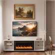 Afuera Living White TV Stand with 36-Inch Electric Fireplace and LED Lights