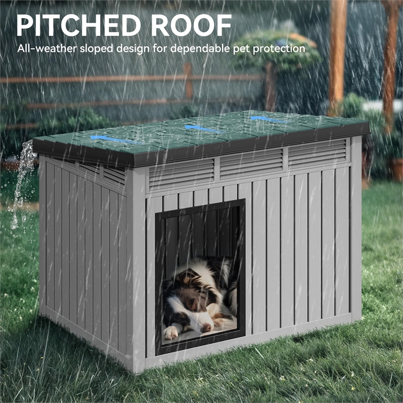Afuera Living Gray Lockable Dog House for Small to Medium Pets