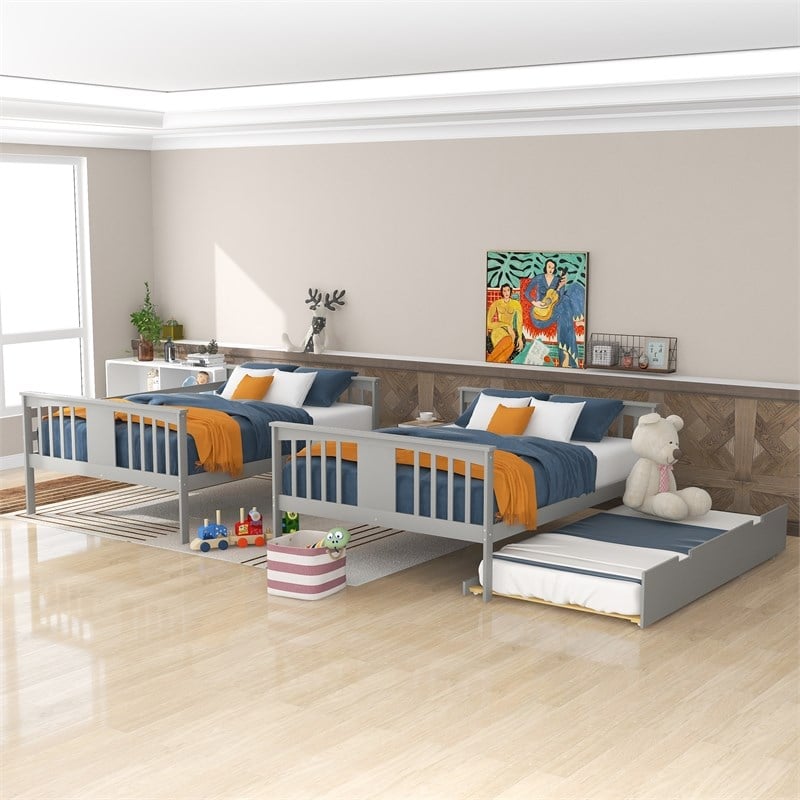Afuera Living Contemporary Gray Full/Full Bunk Bed with Twin Trundle