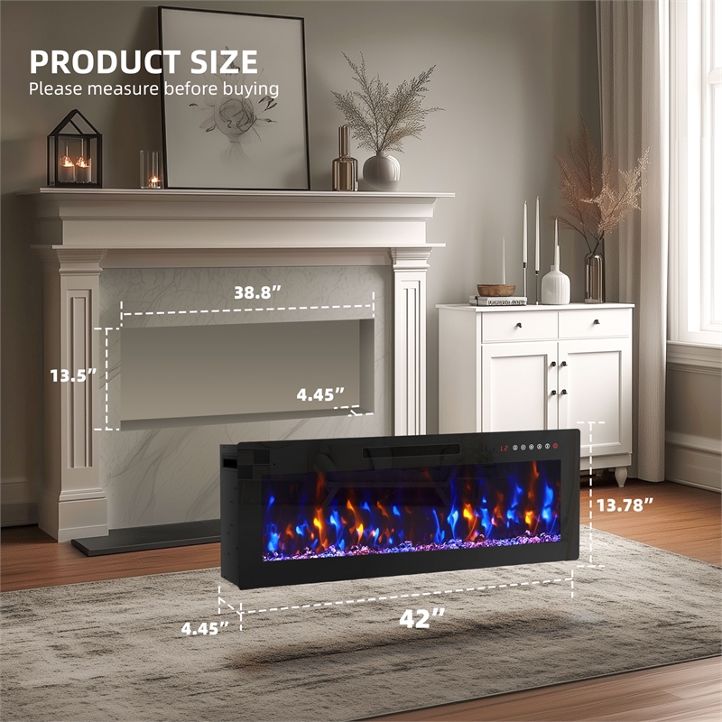 Afuera Living Contemporary 50-Inch Black Recessed Electric Fireplace