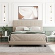 Afuera Living Queen Linen Upholstered Platform Bed with Tufted Headboard