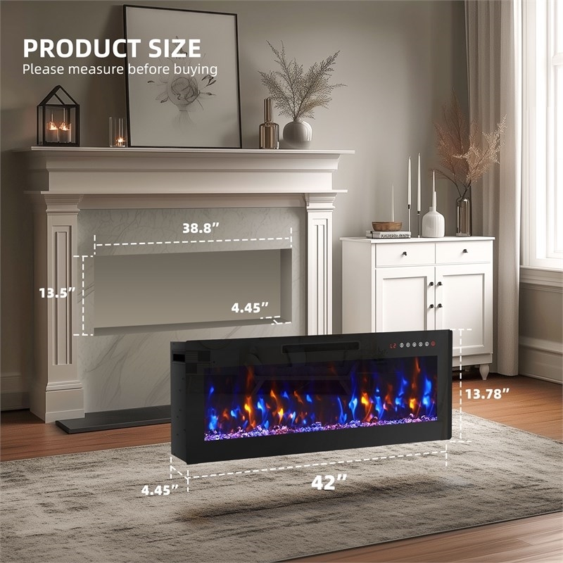Afuera Living Contemporary 42-Inch Black Recessed Electric Fireplace