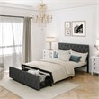 Afuera Living Gray Full Metal Storage Bed with Linen Upholstery
