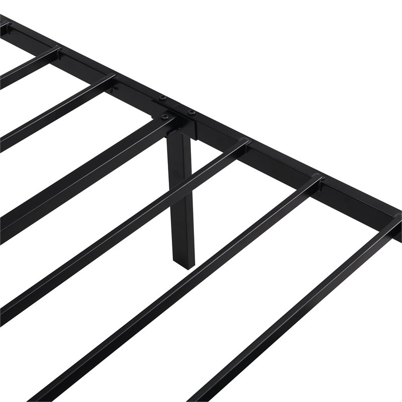 Afuera Living Gray Full Metal Storage Bed with Linen Upholstery