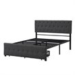 Afuera Living Gray Full Metal Storage Bed with Linen Upholstery