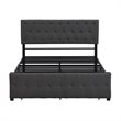 Afuera Living Gray Full Metal Storage Bed with Linen Upholstery