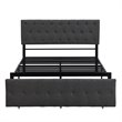 Afuera Living Gray Full Metal Storage Bed with Linen Upholstery