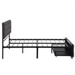 Afuera Living Gray Full Metal Storage Bed with Linen Upholstery