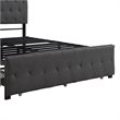 Afuera Living Gray Full Metal Storage Bed with Linen Upholstery