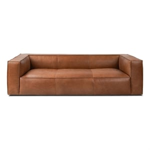 Afuera Living Contemporary Brown Full Aniline Genuine Leather Sofa